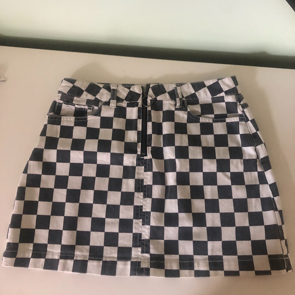 BDG Urban Outfitters Checkered Denim Mini Skirt